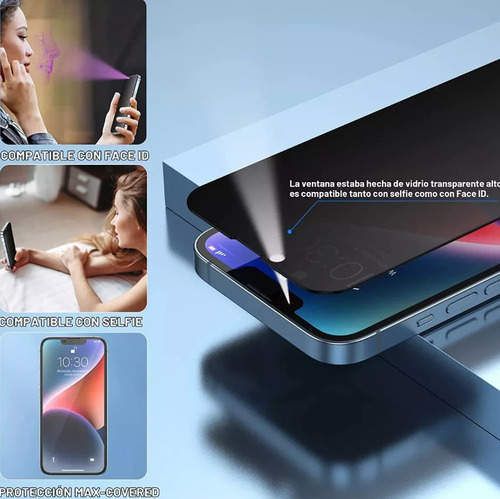 3 Pzs Mica Privacidad Cristal Templado Iphone 14 Pro Max