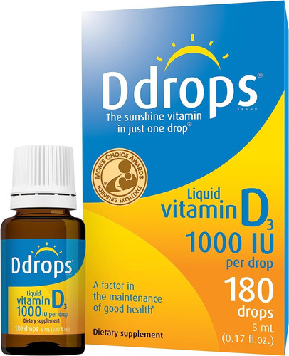 Vitamina D3 D Drops Adulto Ddrops 1000 Iu 180 Gotas Sabor Sin Sabor