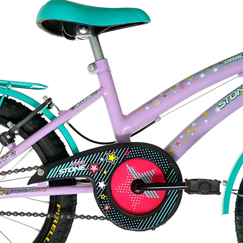 Bicicleta Aro 16 Infantil Stone Drika Lilás Feminina Com Cestinha
