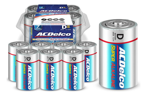 Acdelco C - Pilas Alcalinas, Ac234, Bateria D, 8-unidades, 1