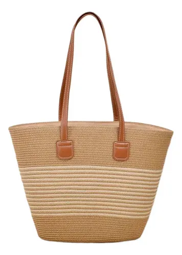 Bolso De Natural Boho Playero -tote Verano Con Gran Playa