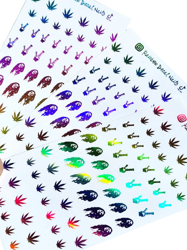 Sticker Nails Tatuajes Uñas Cannabis Marihuana 6 Planillas