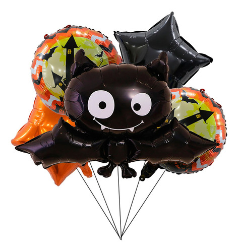 Kit Globos Murciélago Vampiro Naranja Negro Halloween