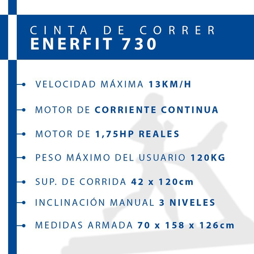 Imagen 2 de 7 de Cinta Caminadora Electrica De Caminar Correr Enerfit 730 13k