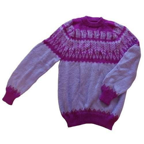 Pullover Sweater De Llama Alpaca Clásico Unisex Hojitas