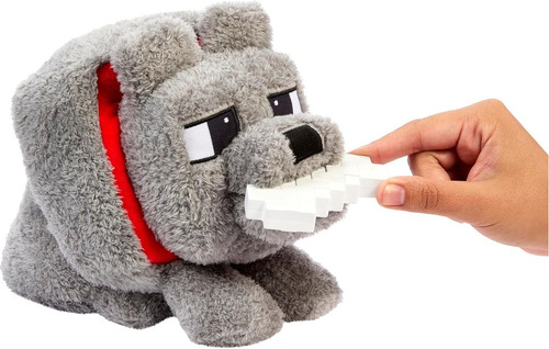 Mattel Minecraft Movie Peluche Dennis El Lobo Interactivo Color Gris