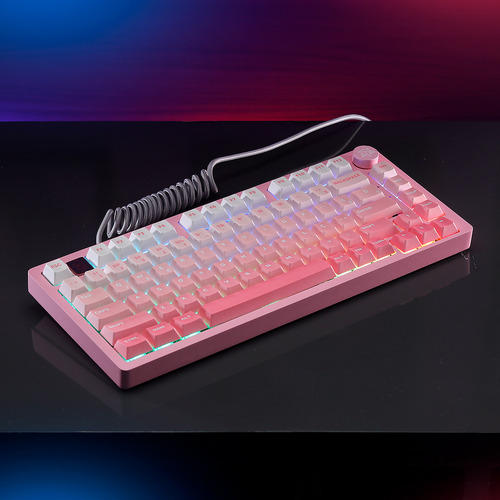 Teclado Gamer Mecânico Adamantiun Akira Rgb Rosa Abnt2 Rosy Resilience Pbt 75% Switch Racoon