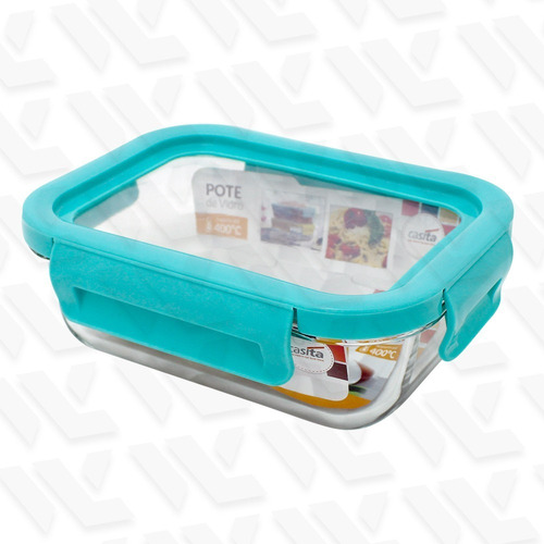 Pote De Vidro Retangular Com Tampa Hermético 650ml