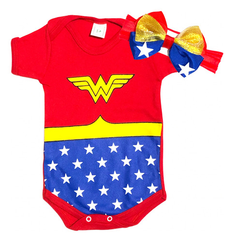 Roupa Body Bebê Personalizado Mulher Maravilha Mesversário 