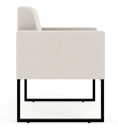 Sillón decorativo de recepción con base fija, diseño Helô, lino crudo, tela lisa, kit 2