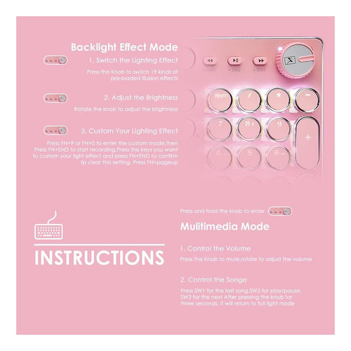 Teclado E Mouse De Máquina De Escrever Rosa, Com Teclado