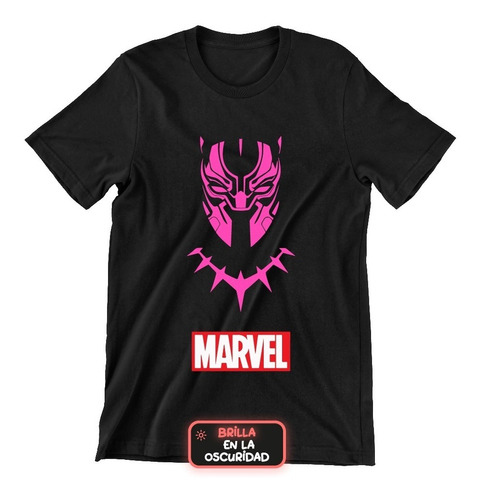 Playera De Black Panther Marvel Brilla En La Oscuridad 