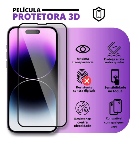 Película De Vidro 3d Para iPhone Apple Todos Os Modelos