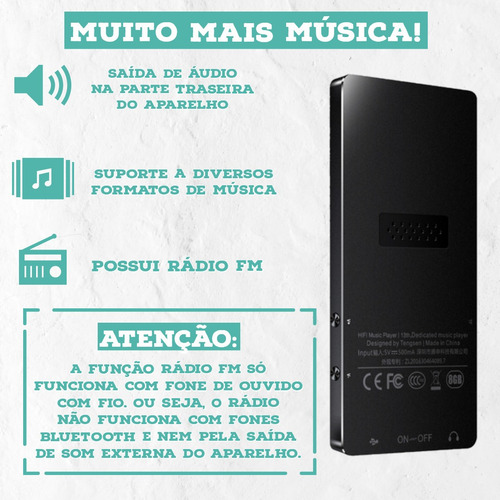 Imagem 3 de 7 de Bluetooh Mp4 Player 4gb + Brinde