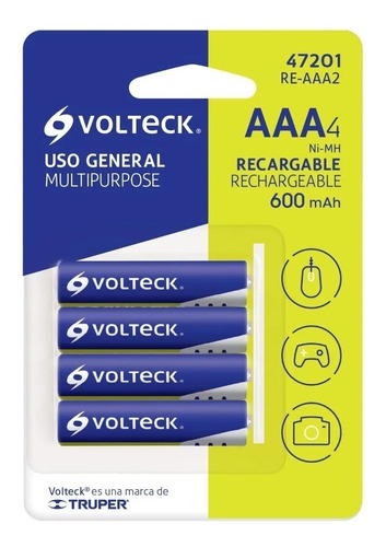 Pila Recargable Aaa Uso General Volteck 47201