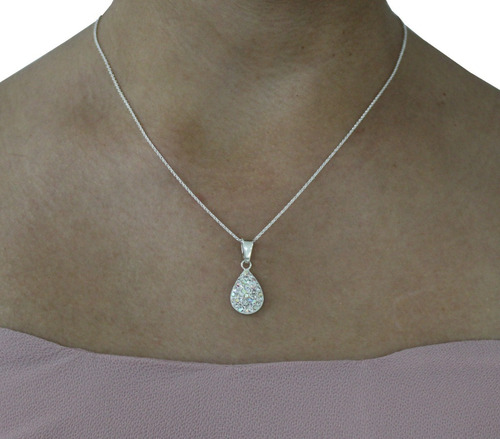 Dije Y Aretes De Plata 925 Cristal Mujer Agálea Joyería