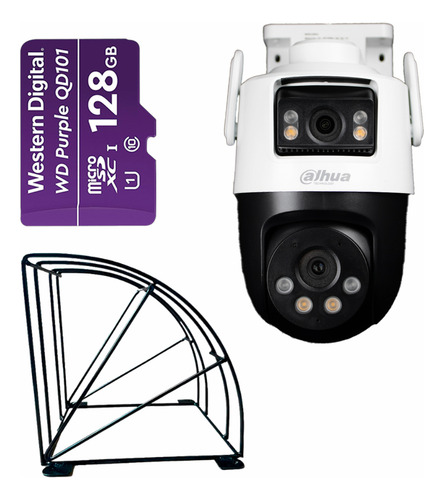 Kit Cronos Cámara Dahua Ip Pt Ipc-wpt1539dd-sw-5e2-pv Wifi Cruiser Dual 10mp Fullcolor Audio Bidireccional Auto Tracking + Microsd 128gb + Protección Metálica + Accesorios Cctv Wpt1539d-plus-128