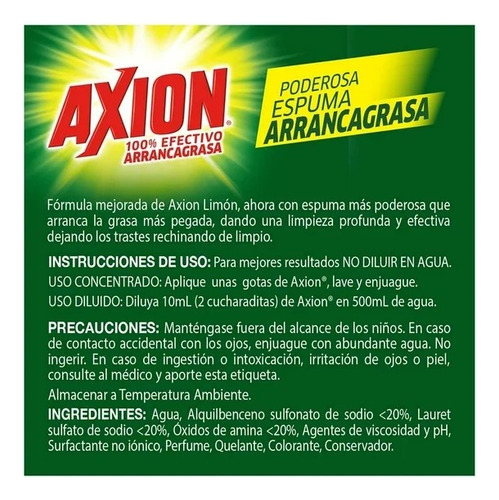 Lavatrastes Líquido Axion Limón 100% Efectivo Arrancagrasa