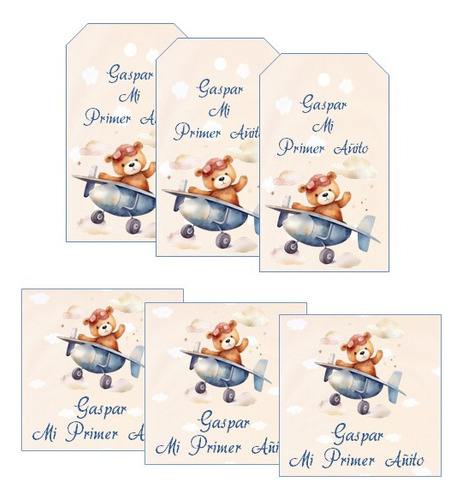 Cotillon Personalizado Osito Aviador Bolsitas X 20 Invitados