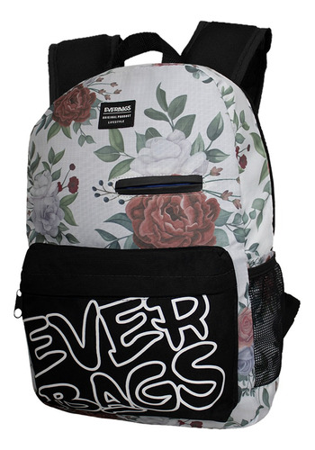 Mochila Bolsa Branca Floral Estampada Multiuso Moderna 17l