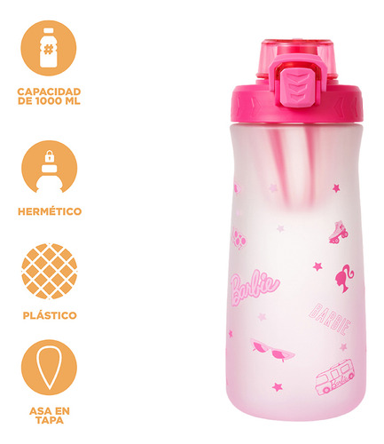 Miniso Cilindro Barbie Plástico Rosa 1000 Ml