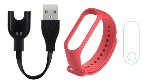 Cabo Carregador Usb Xiaomi Mi Band 3 + Pulseira + Pelicula