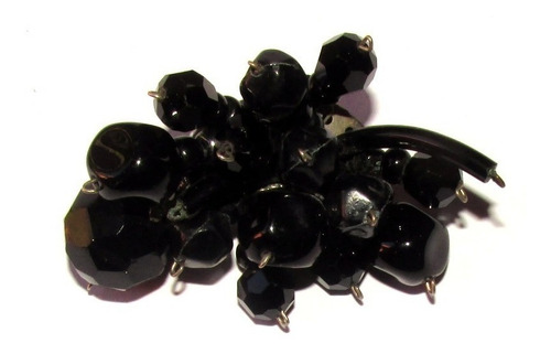 Prendedor Antiguo/cuentas Azabache,6 Cm Largo
