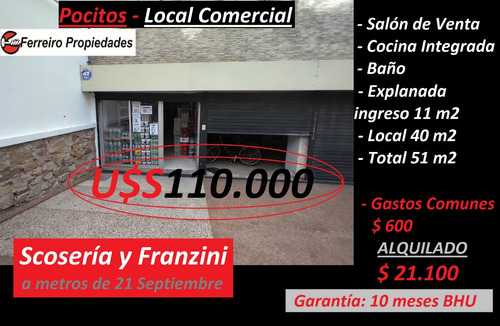 Pocitos - Alquilado - Local Comercial - 40 M2 + Explanada Al Frente De 11 M2