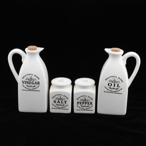 Botella De Aceite De Cerámica De 4 Piezas Dispensador De