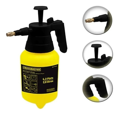 Pulverizador Atomizador Manual A Presión 2 Lt Crossmaster Color Amarillo