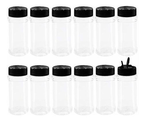 Set Of 12pcs Empty Plastic Spice Jars, 3.3 Fluid Ounces/100m