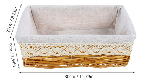Cesta De Almacenamiento De Mimbre Rectangular Multiusos Con