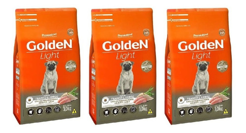 Ração Golden Light Adultos Frango Mini Bits 3kg Kit 3 Unid.