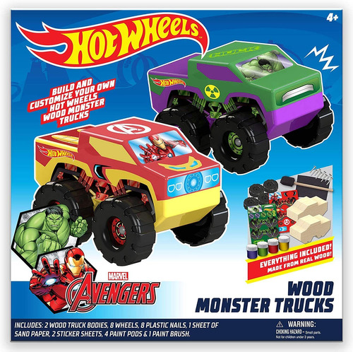 Hot Wheels Tara Toy Wood Racer, Paquete De 2, Hulk/ironman,