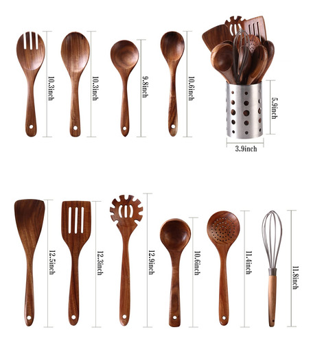 Juego De Utensilios De Cocina De Madera Con Soporte