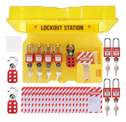 Estación De Etiquetado Lockout Con 8 Candados De Seguridad,