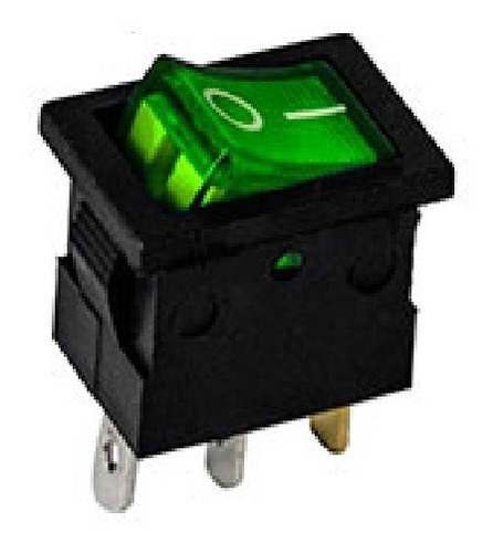 Switch Luz On Off 12v 3 Pin 2clips Verde 10pz