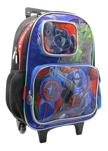 Mochila Escolar Con Carrito Avengers 16'' Lic. Oficial