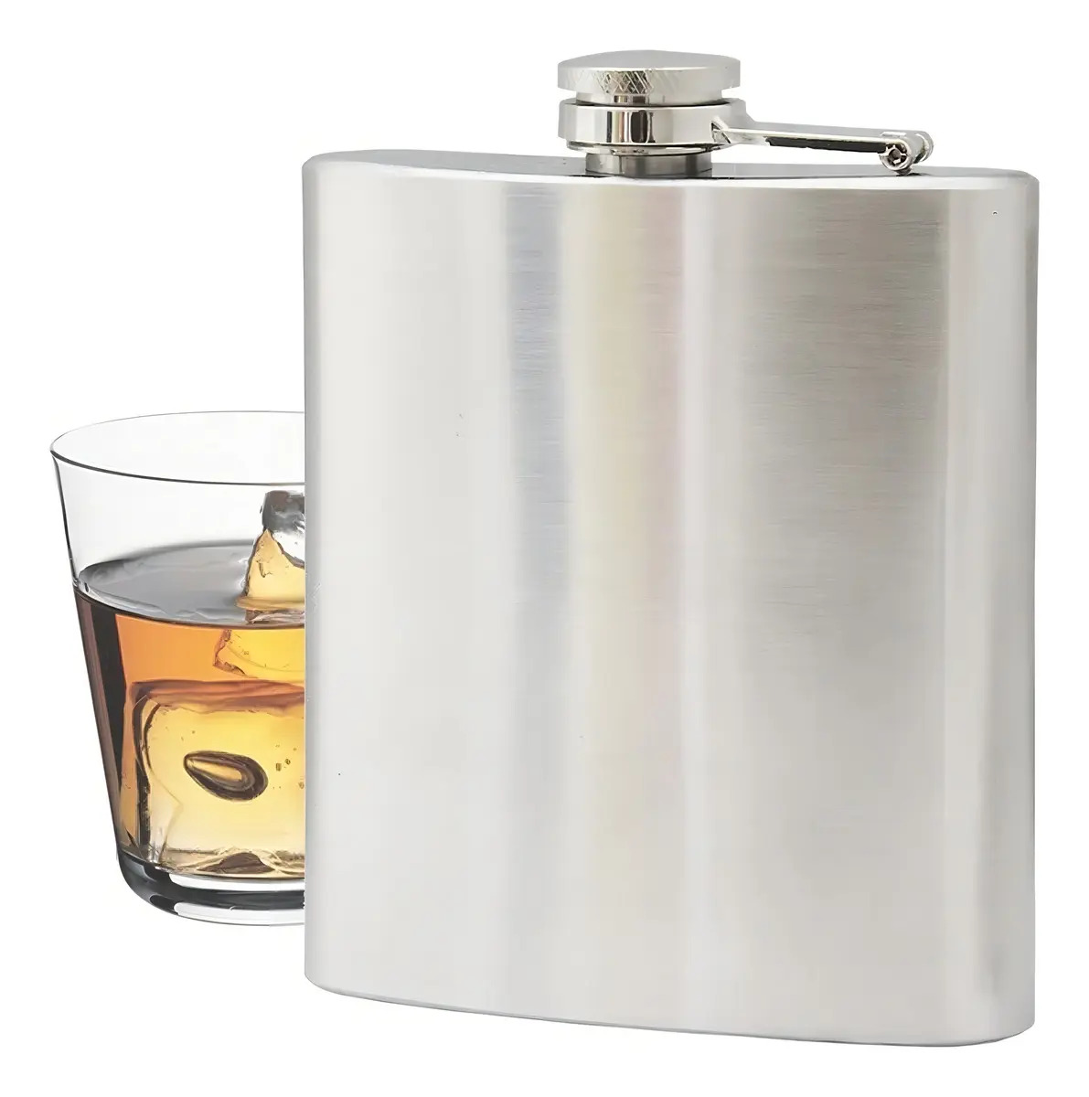 Cantil de Bolso MinyMix Aço Inox 230ml Porta Bebida Prateado