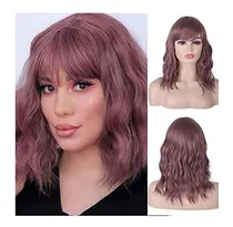 Comprar Qaccf Corta Luz Púrpura Pelucas Corto Ondulado Sh6t5