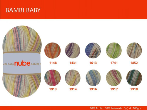 Imagen 3 de 4 de Hilado Nube Bambi Baby X 1 Ovillo - 100 Grs. Por Color