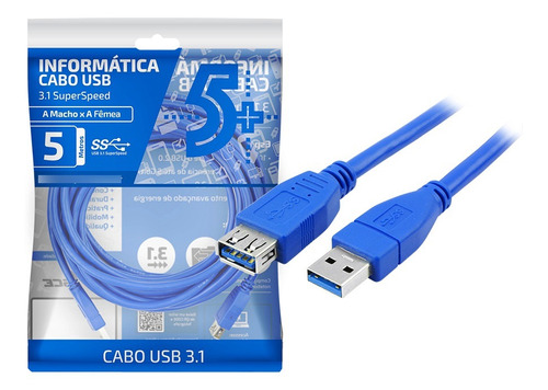 Cabo Extensor 018-7724 USB Azul