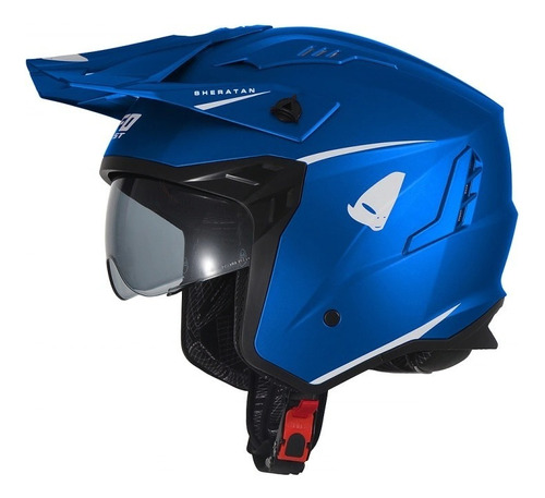 Casco Ufo Abierto Jet Sheratan Visor Int Azul Met Mat Dompa 