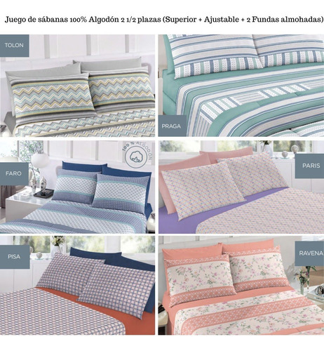 Imagen 2 de 10 de Conjunto Inducol Pravia 140x190 + Almohadas + Sabanas