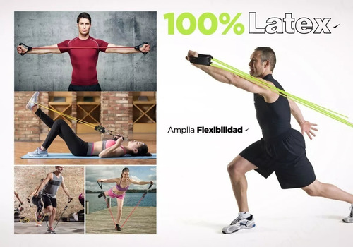 Imagen 5 de 10 de Kit Banda Elastica Fitness Resistencia 3 Rollos 30 Mts Tubo