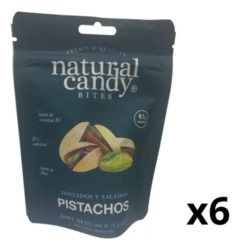 Pistachos Tostados Y Salados Natural Candy  X 100 Gr X6