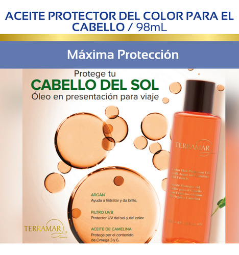 Aceite Capilar Protector Calor Y Color Cabello 98ml Terramar