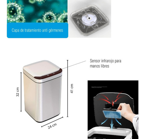 Cesto De Residuos Mio Automatico Acero Inoxidable 13l Tbm13l