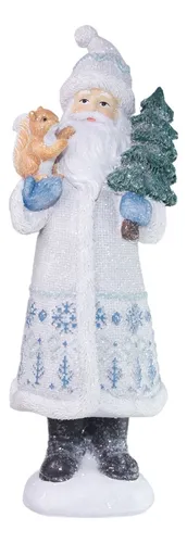comprar Papai Noel Decorativo Em Resina Pinheiro E Esquilo Azul 23cm