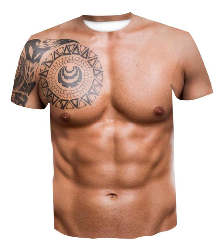 3d Graphic Digital Printed Musclet-shirt Manga Corta Hombre